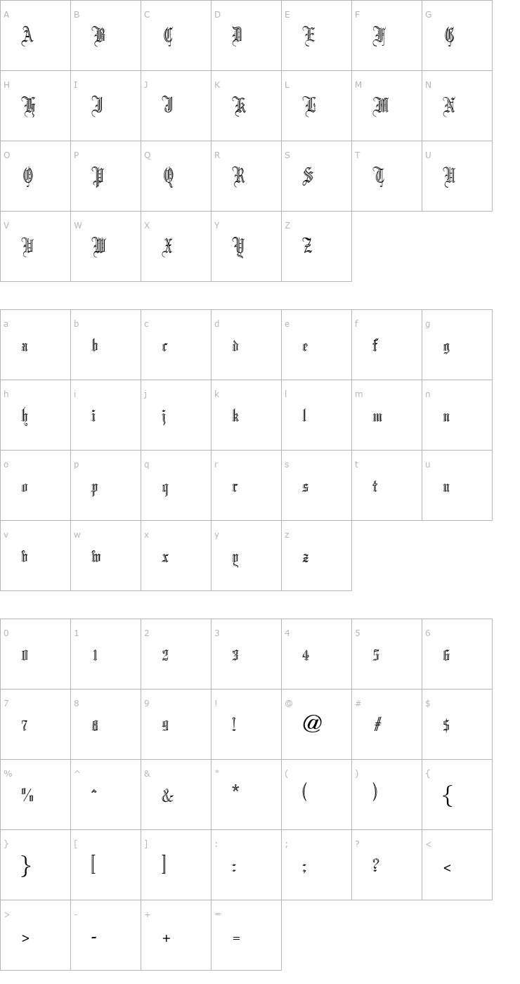 Character Map OPTILeonTextC Font