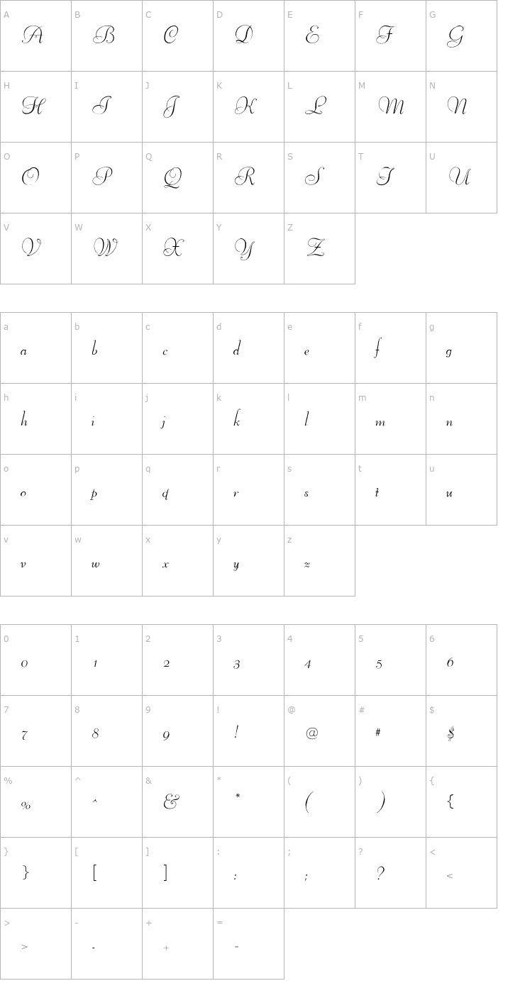 Character Map OPTILibertyFoundry Font