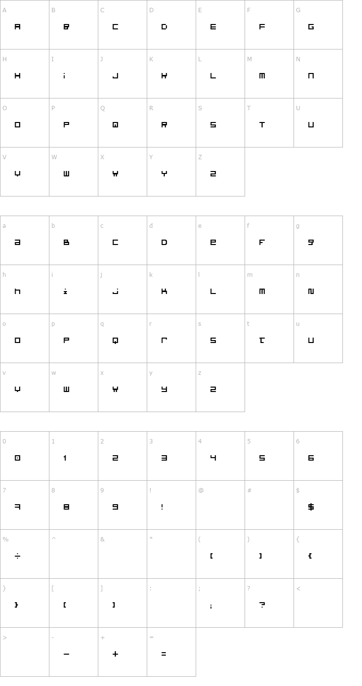 Character Map Optimal Font