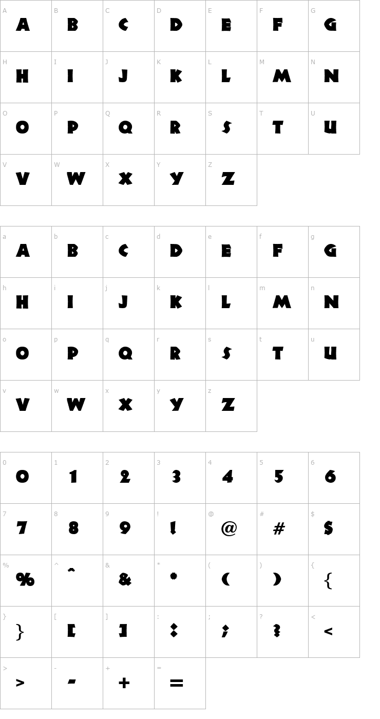 Character Map OPTINeuland-Black Font
