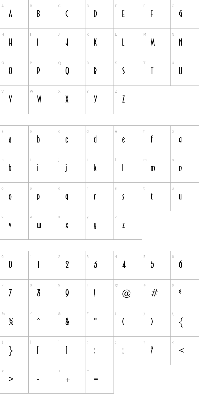 Character Map OPTINewport-Land Font