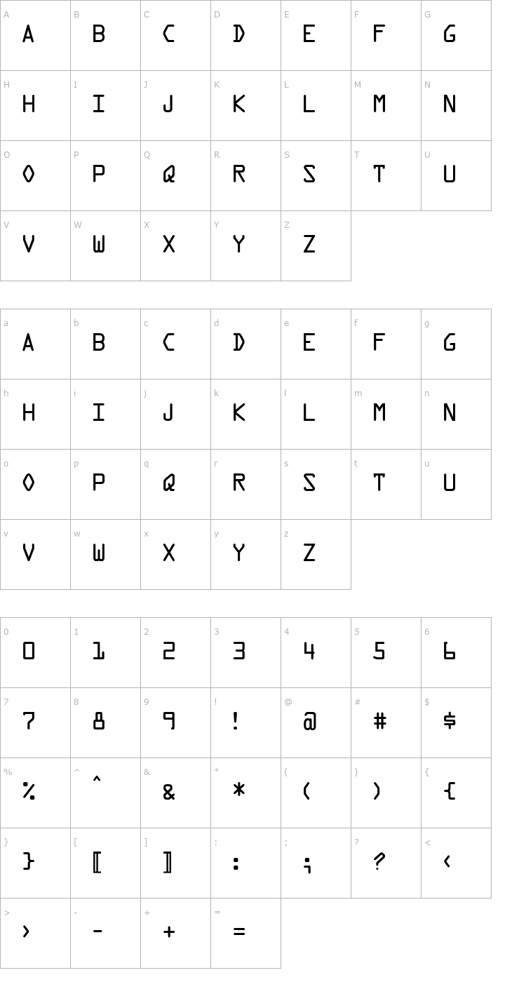 Character Map OPTIOpus Font