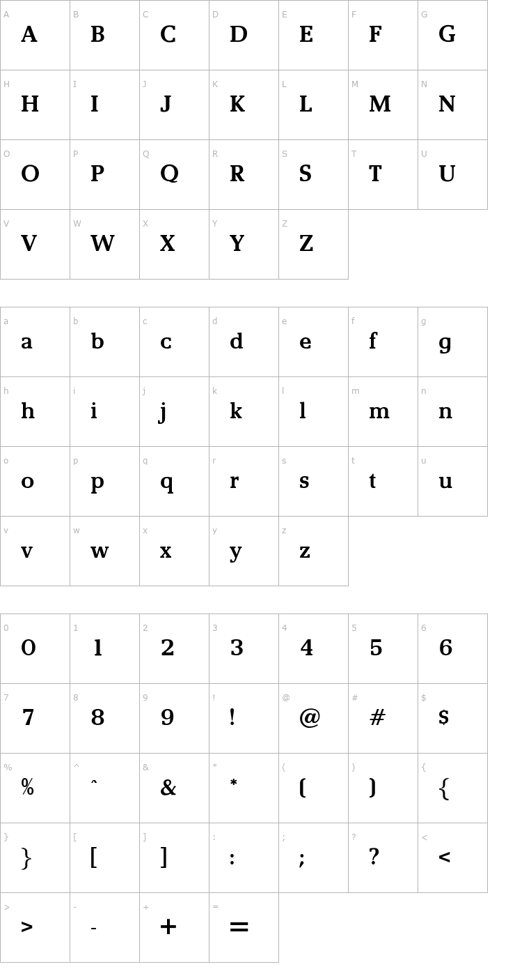 Character Map OPTIRemy-Medium Font
