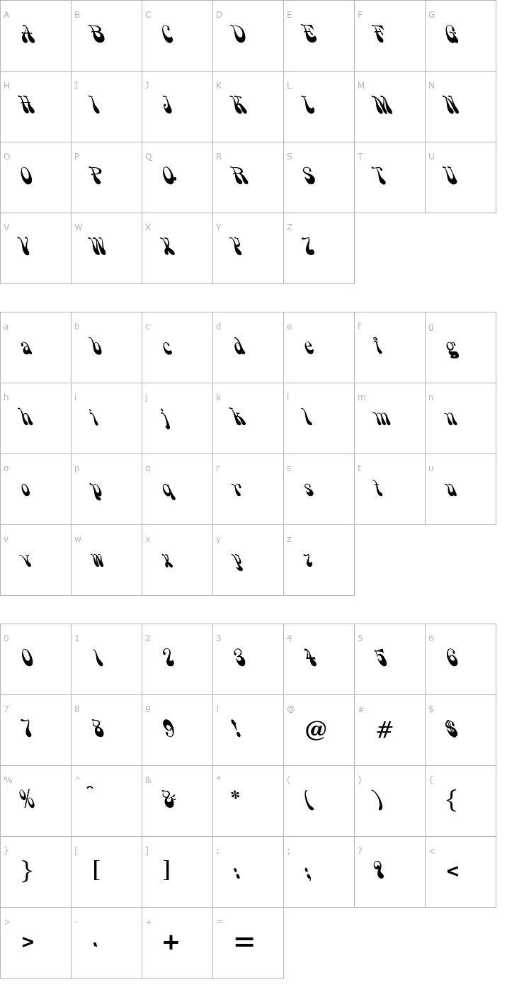 Character Map OPTISmoke Font
