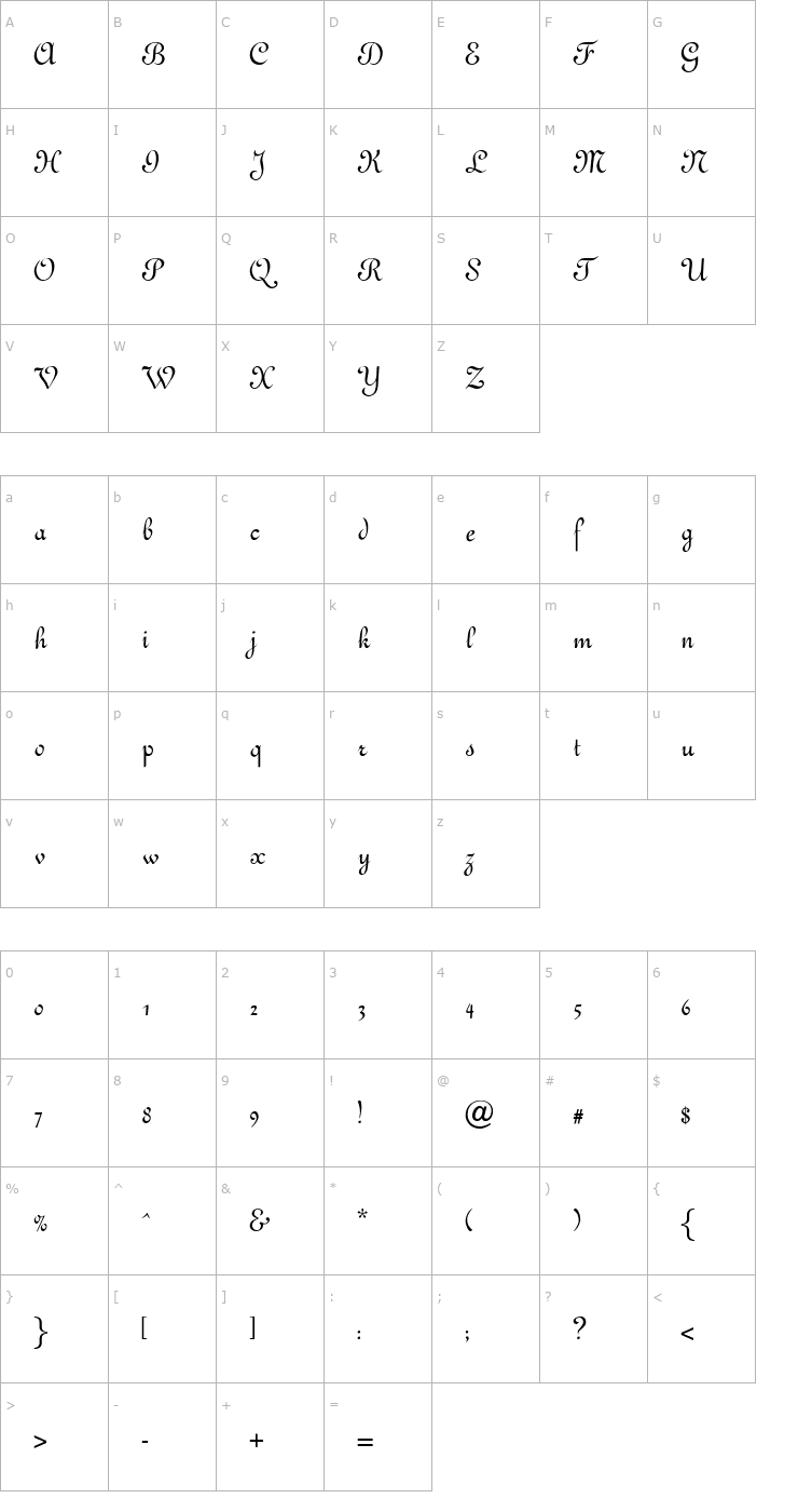 Character Map OPTITypoC-Upright Font