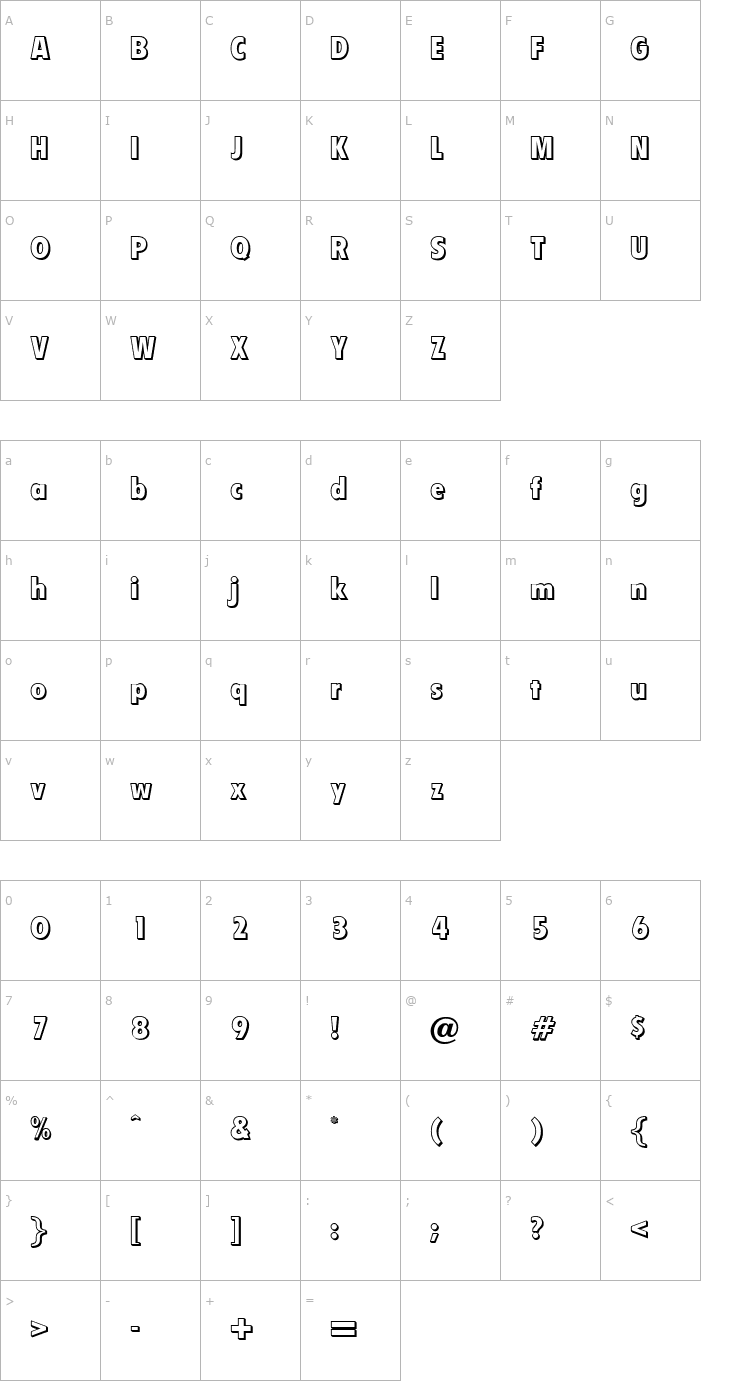 Character Map OPTIVanDyke-Outline Font