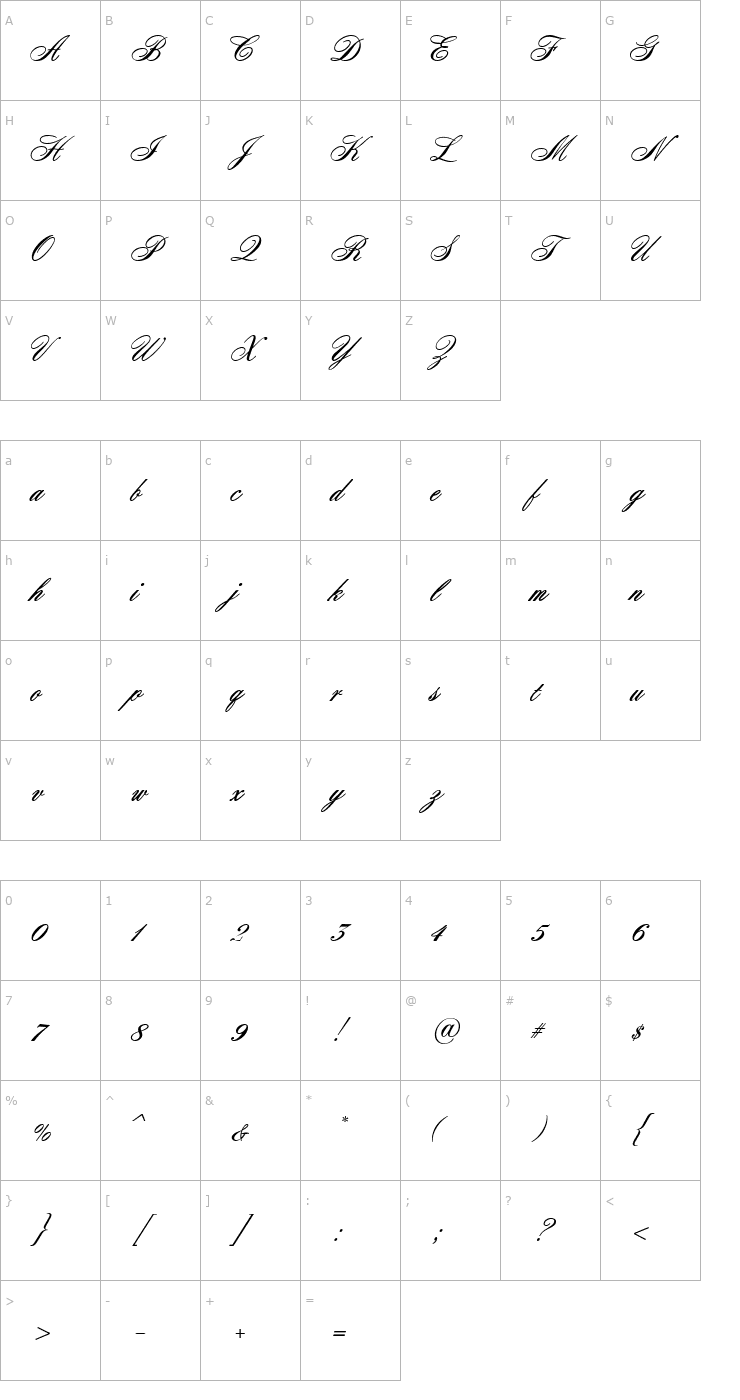 Character Map OpulenceJF Font