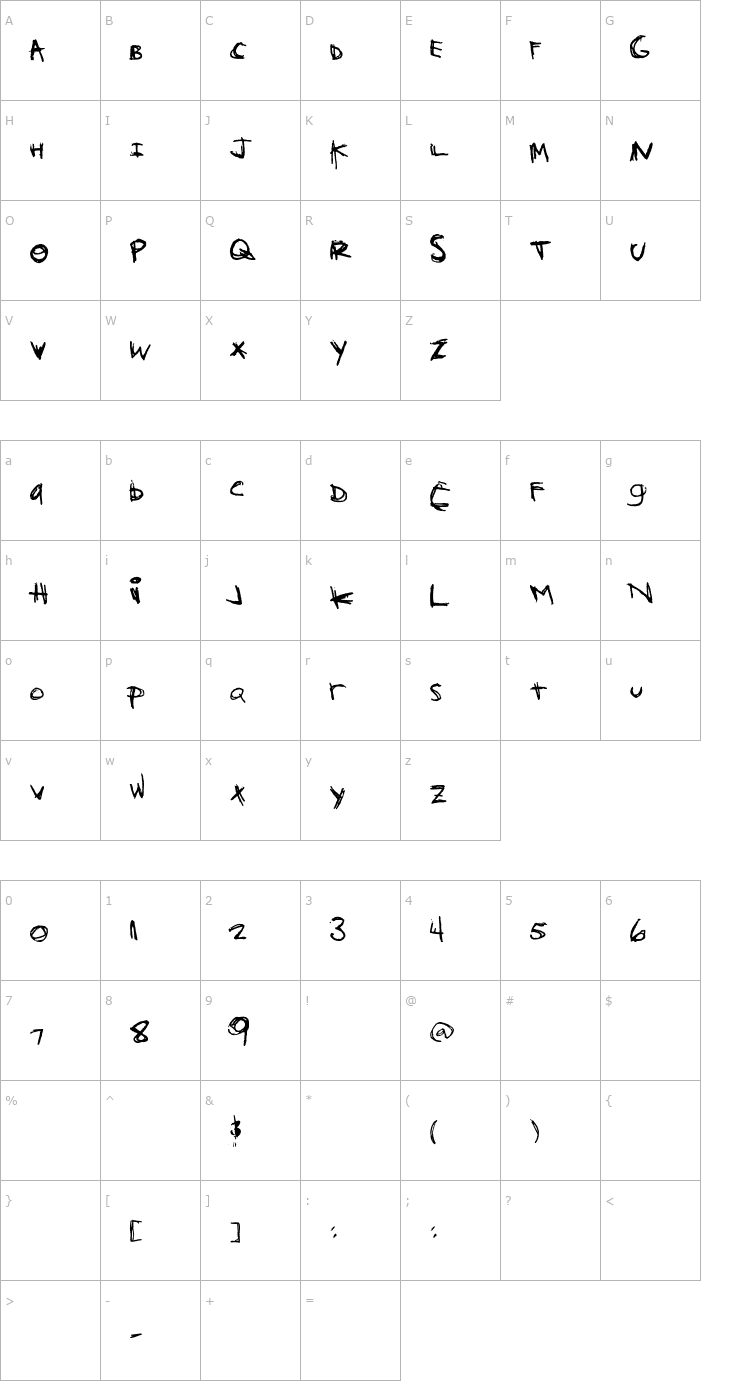 Character Map Orange Book Font