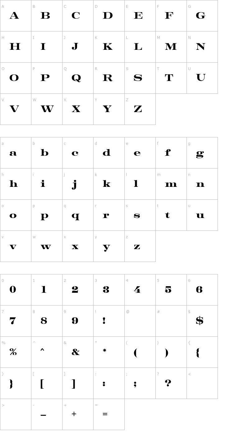 Character Map Orator MN Font