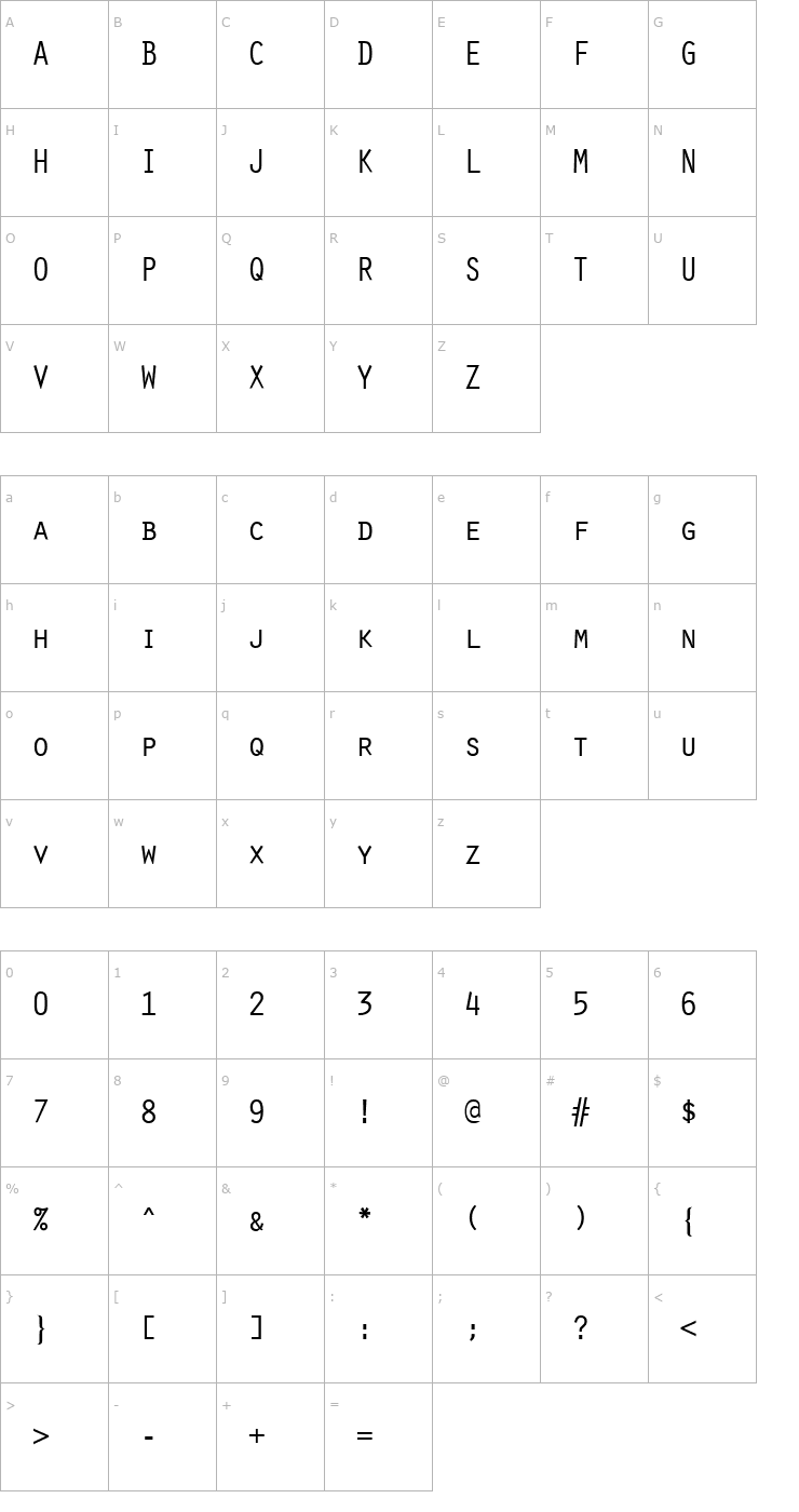 Character Map Orator Regular Font