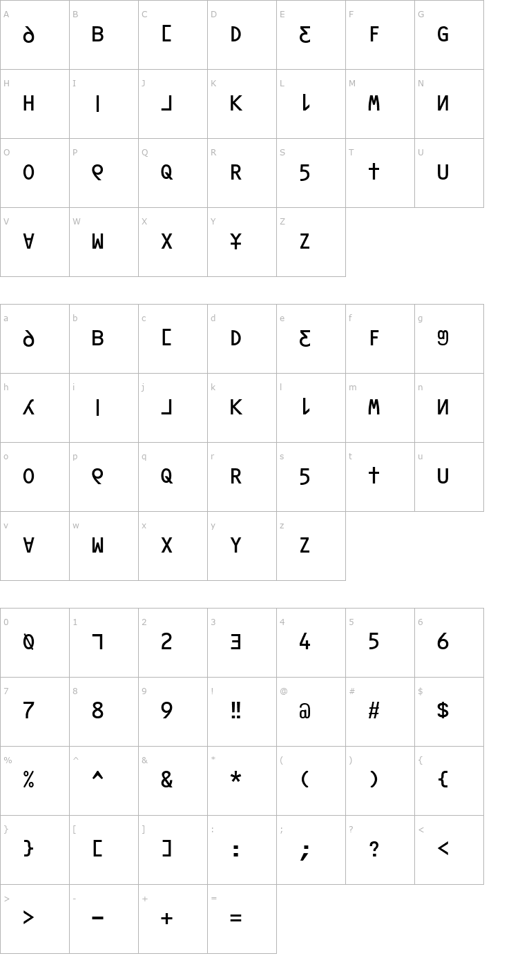 Character Map ORAV Font