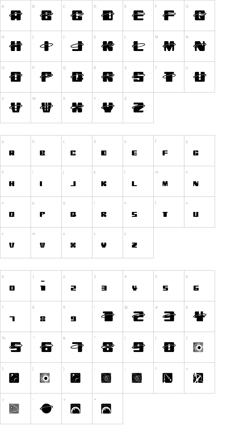 Character Map Orbitronio Font