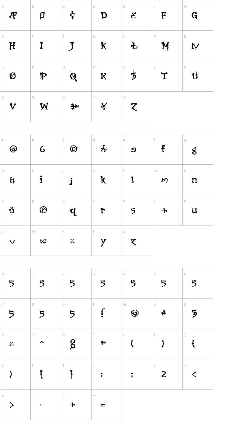Character Map Orbus Bjorkus Font