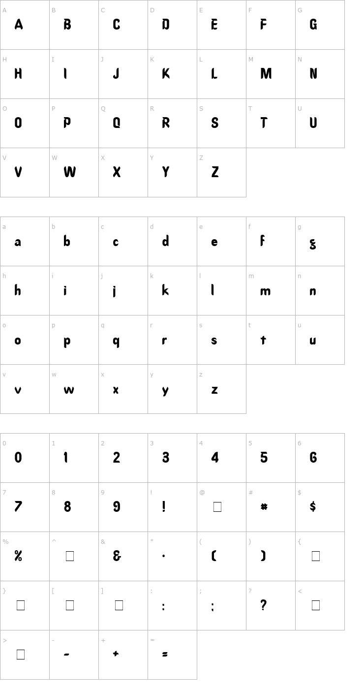 Character Map OregonDry Normal Font