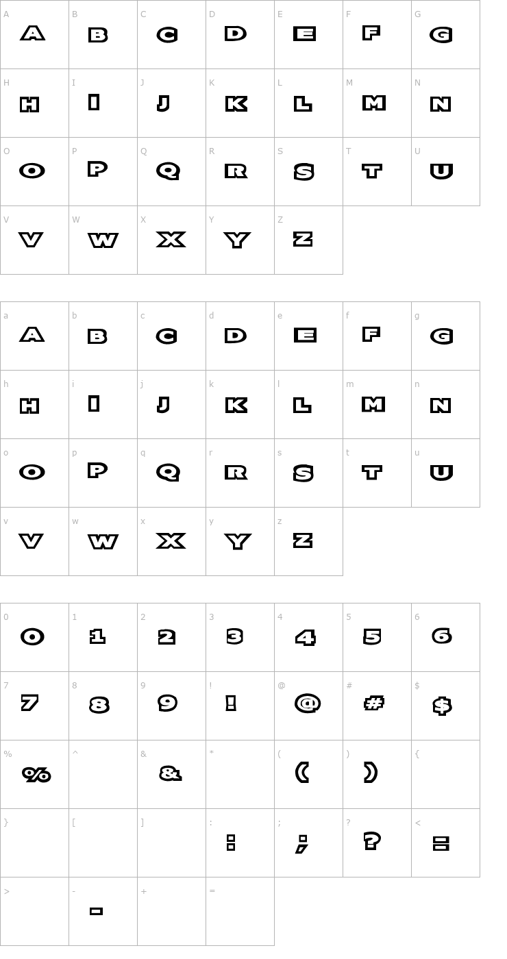Character Map Oreos Font
