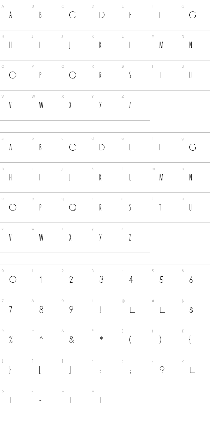 Character Map Organda MN Font