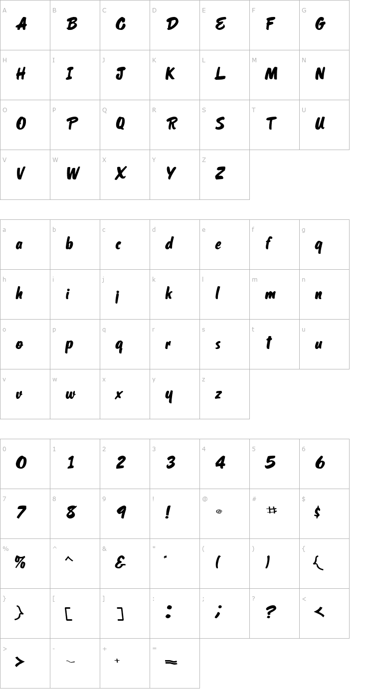 Character Map OrielScriptSSK Italic Font