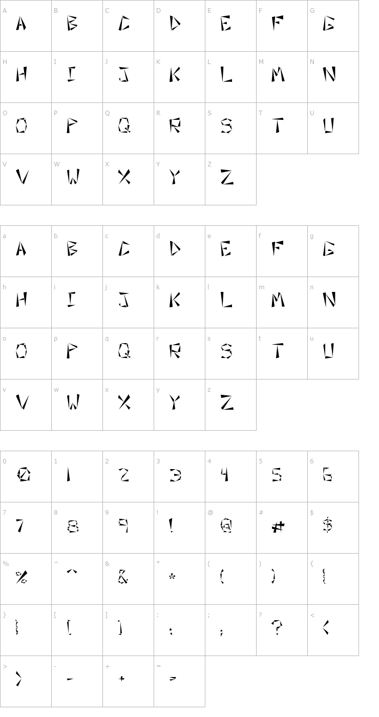 Character Map Orient Font