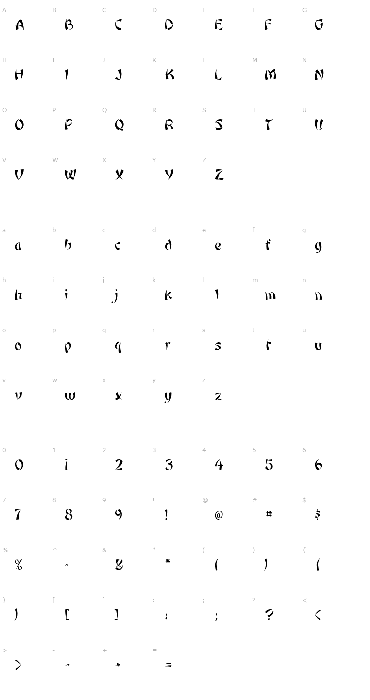 Character Map Orient Regular Font