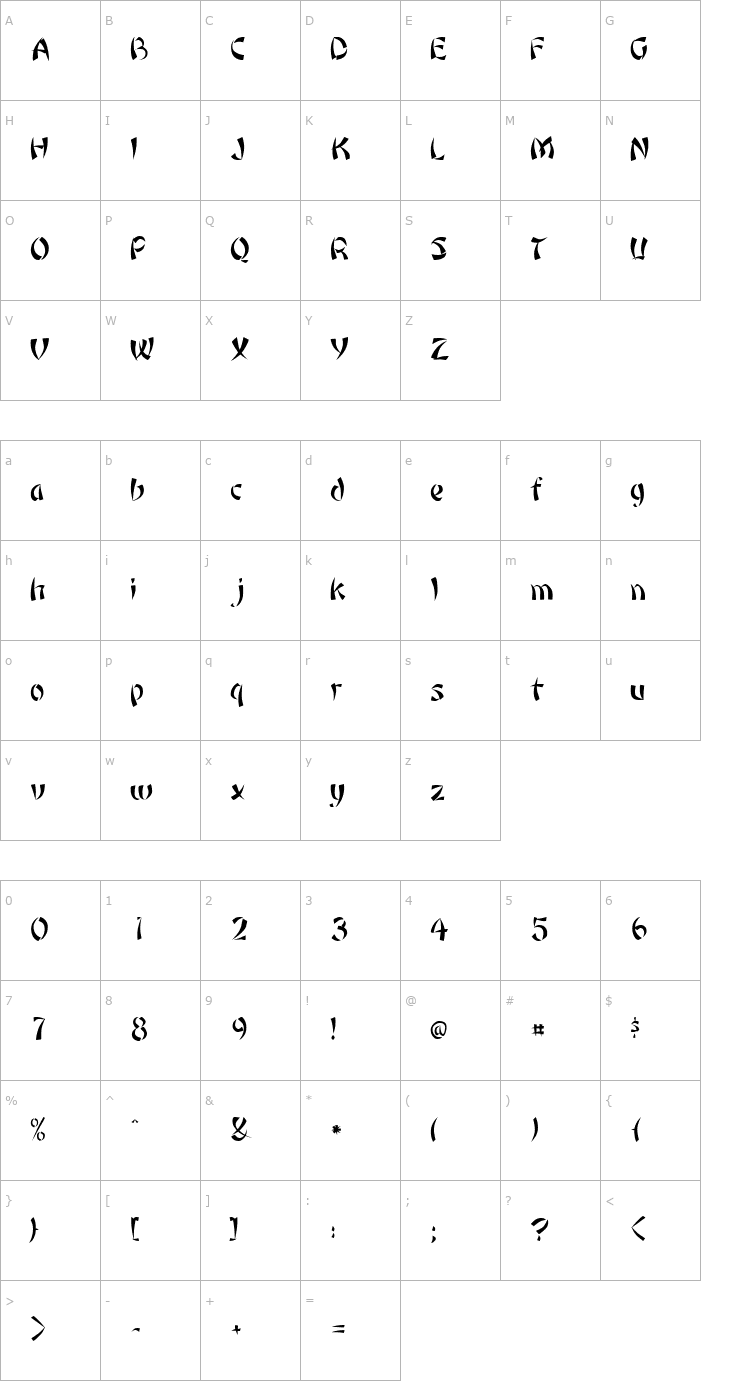 Character Map Orient1 Normal Font