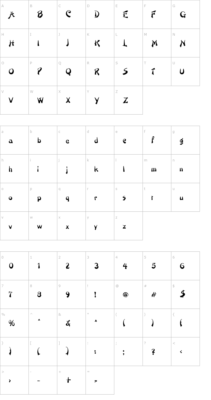 Character Map OrientNouveau Font