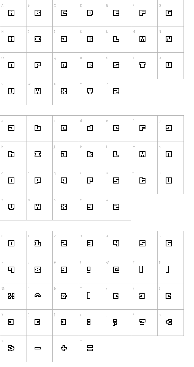 Character Map Origami Mommy Font