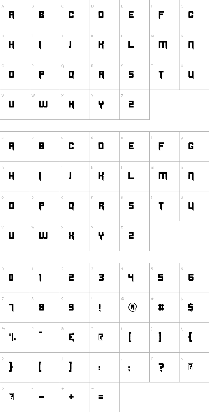 Character Map Origicide Font