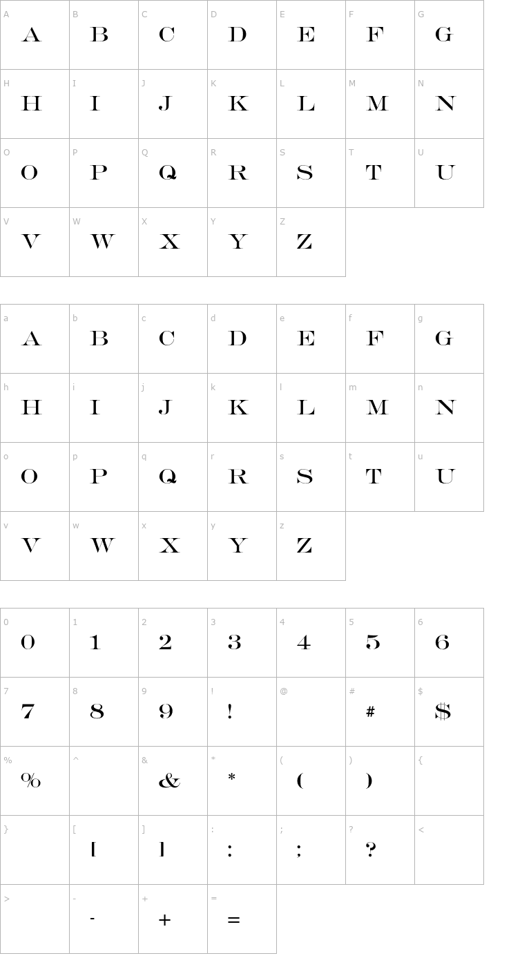 Character Map Orlando Caps CG Font