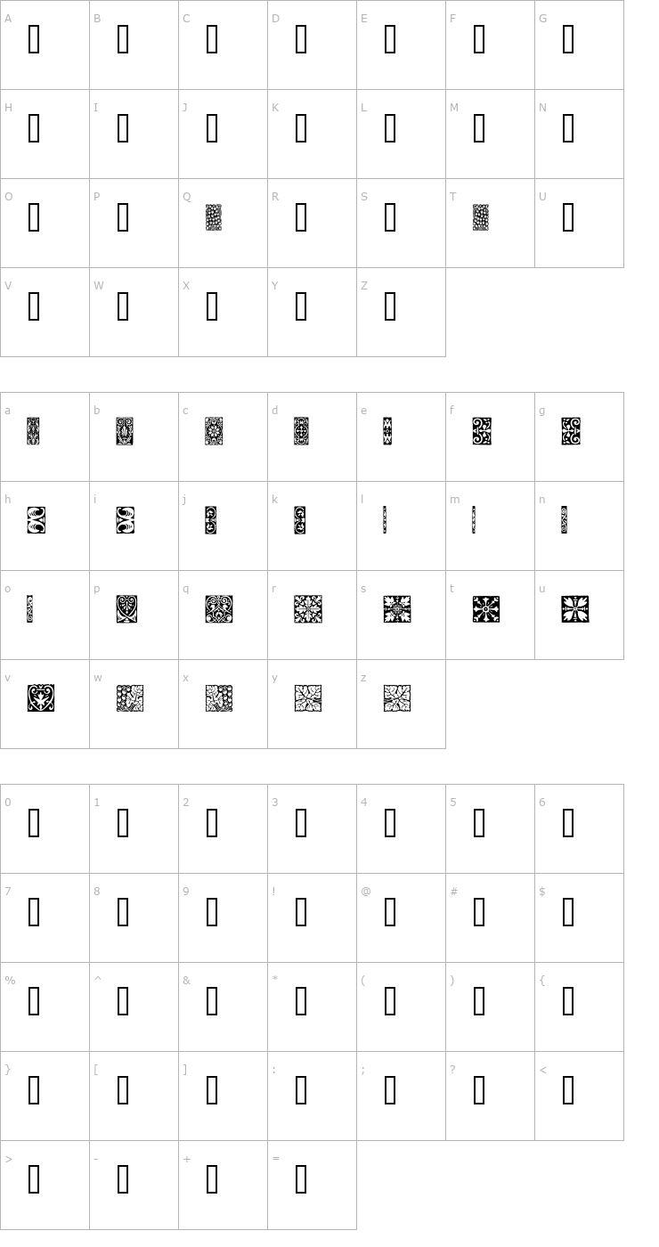 Character Map Orna 3 Font