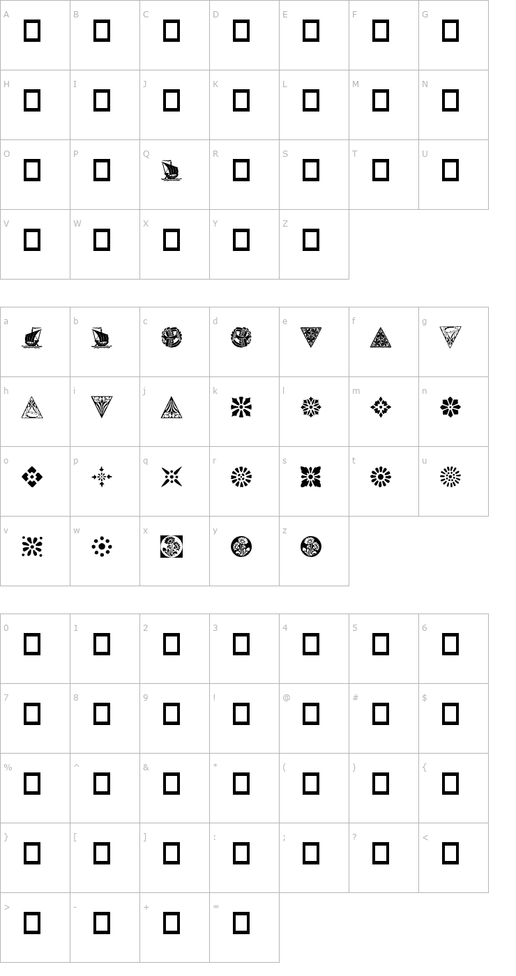 Character Map Orna 5 Font