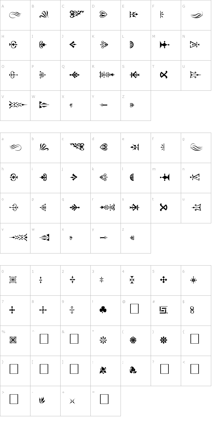 Character Map Ornament_TM Font