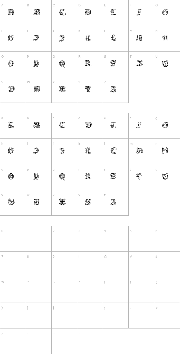 Character Map OrnamentalInitial Font