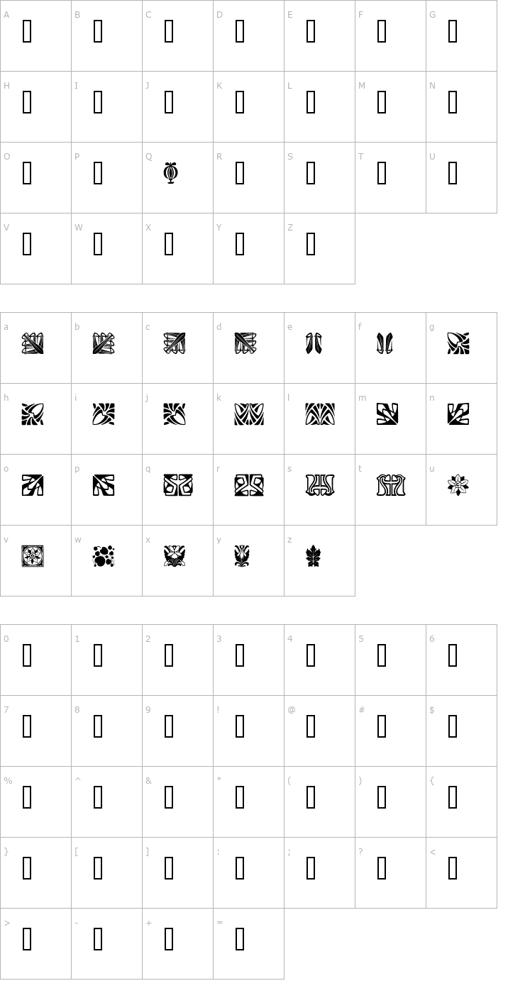 Character Map Ornamenter 6 Font