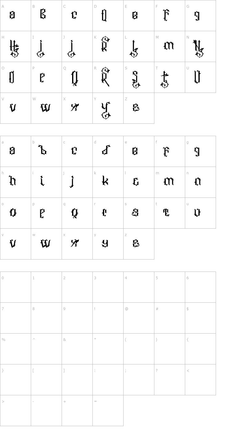 Character Map Ornatix Font