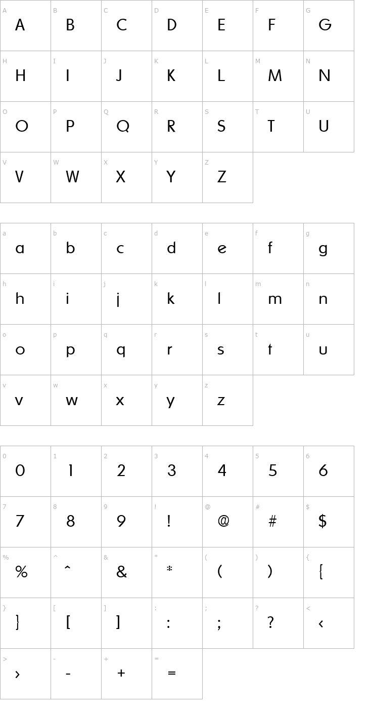 Character Map Ornitons-Light Font