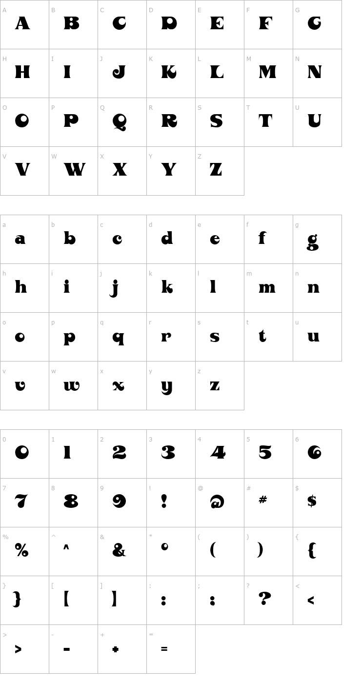 Character Map Orotund Font