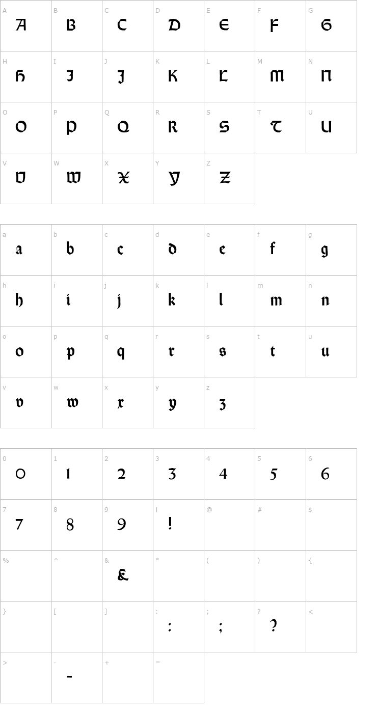 Character Map Orotund Heavy Font