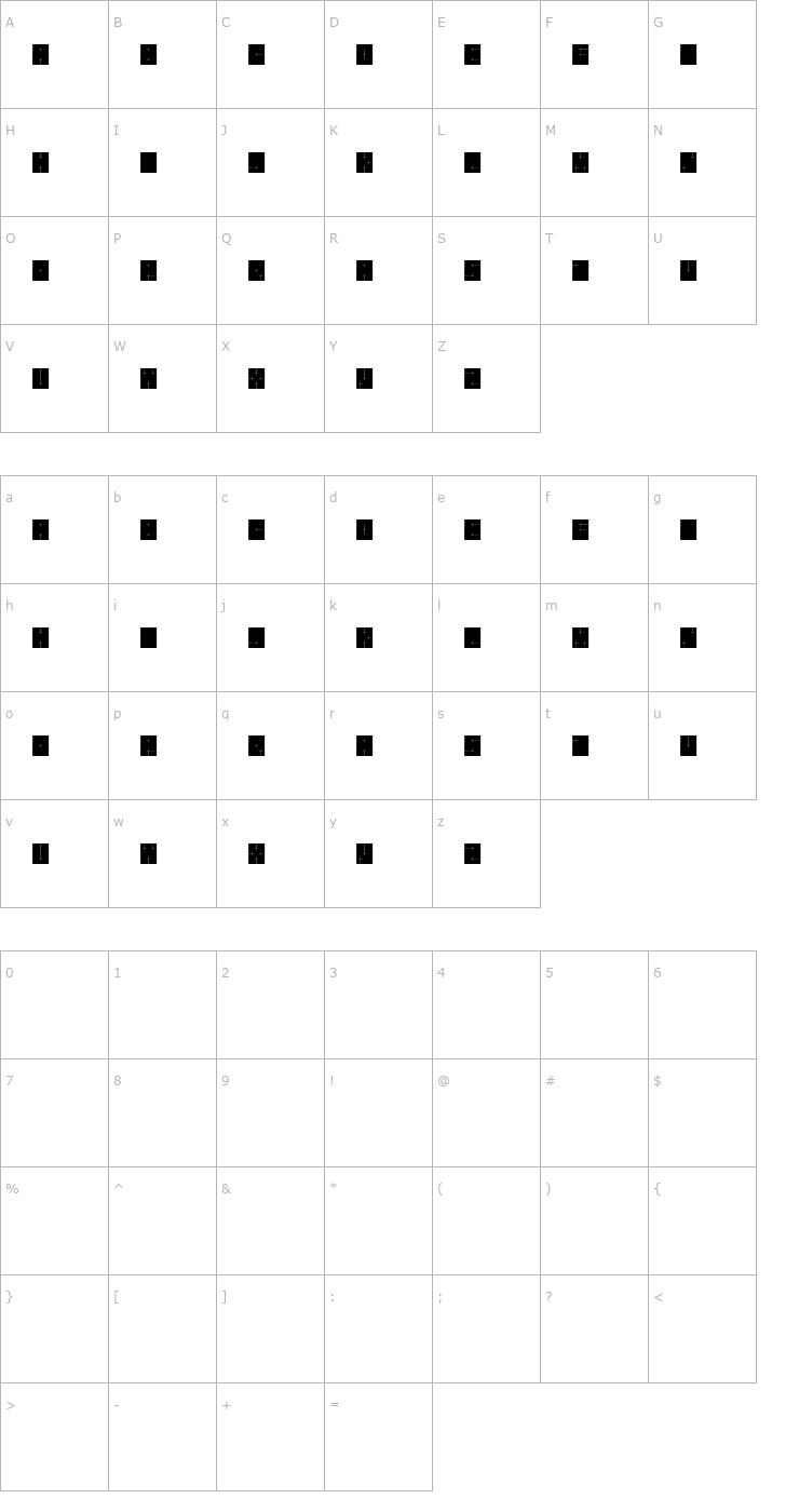 Character Map Orthogon Font