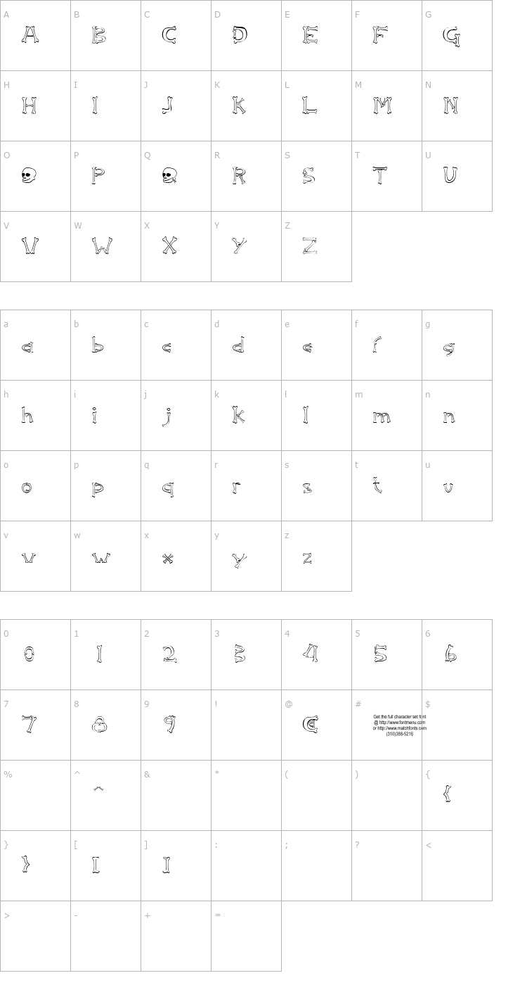 Character Map Osselets Font