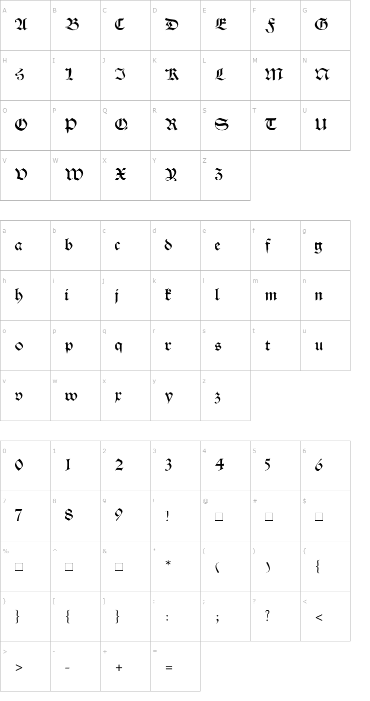 Character Map Ostgotisch Font