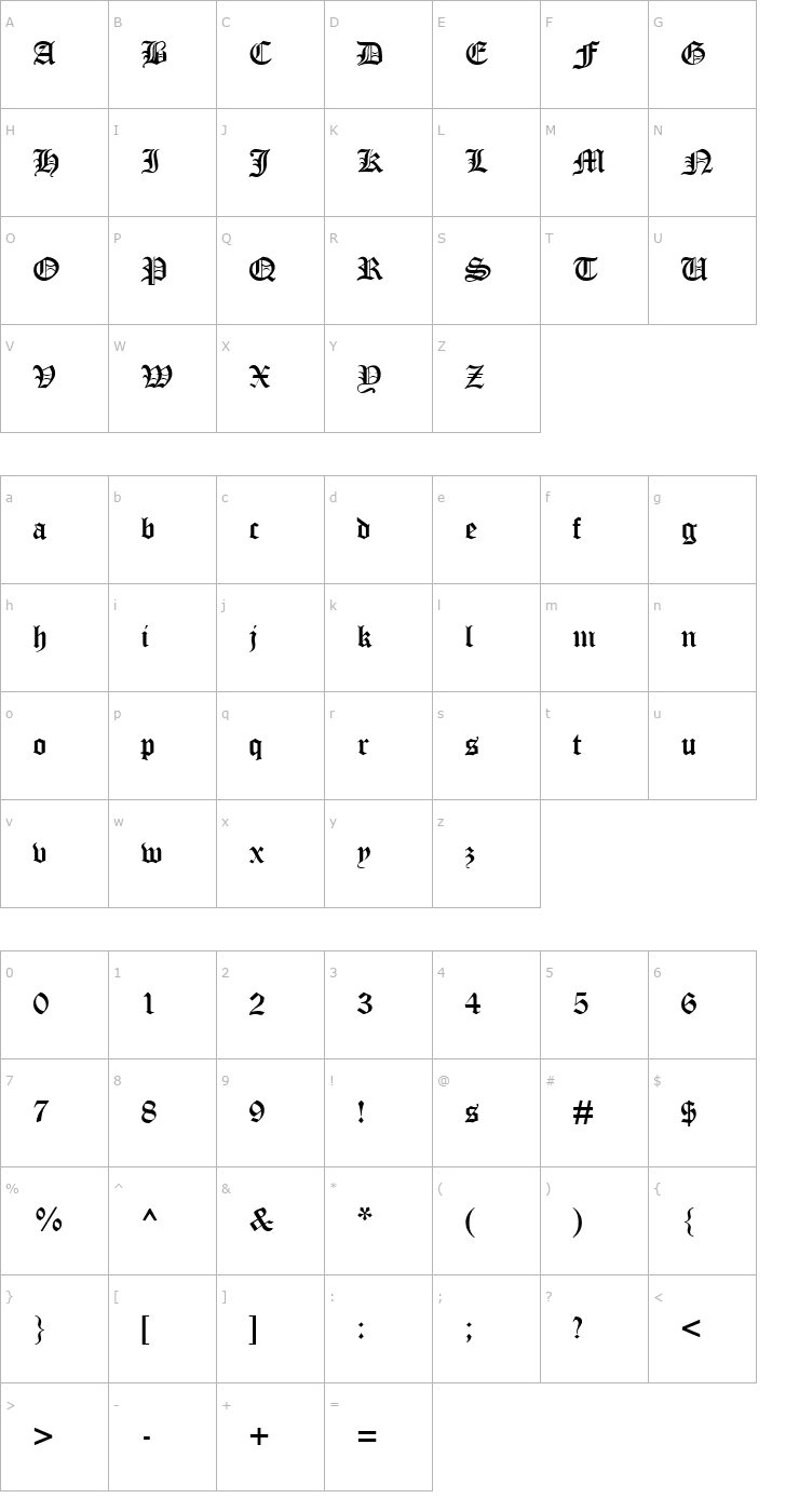 Character Map Ottoman-Regular Font