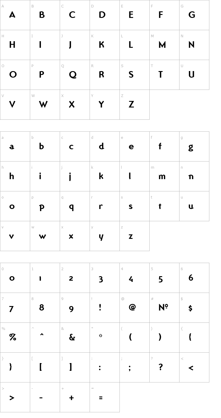Character Map Ottomat Bold Font