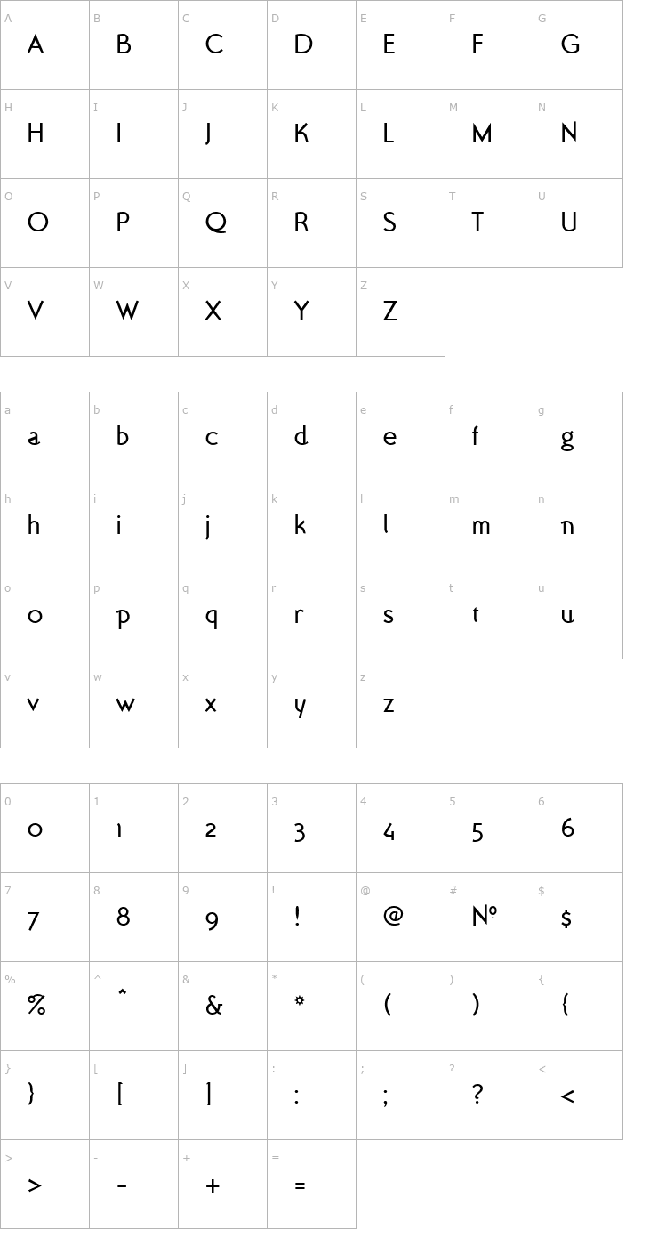 Character Map Ottomat Regular Font