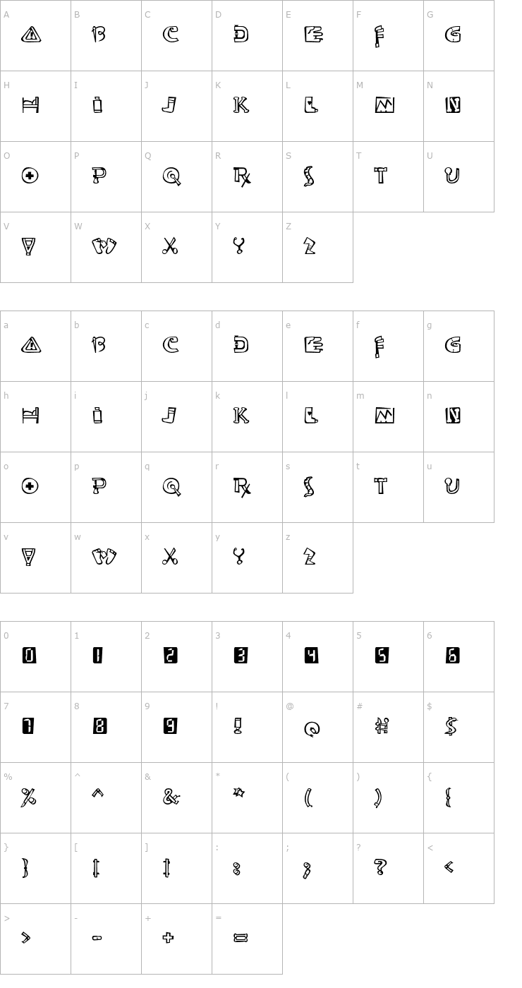 Character Map OuchStd Font