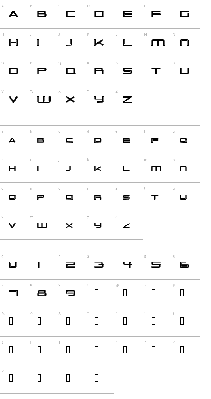 Character Map Outer Limits Extended Font