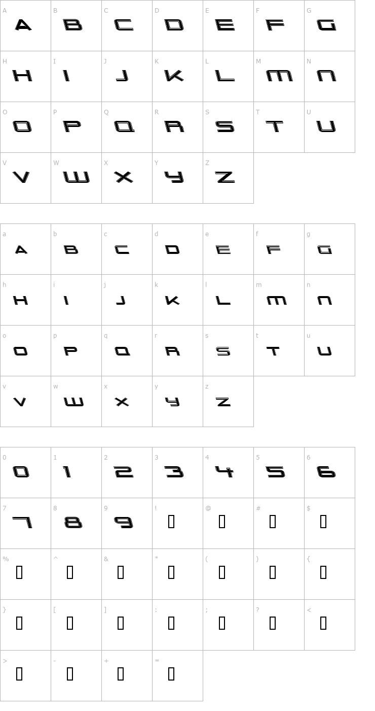 Character Map Outer Limits Extended Italic Font