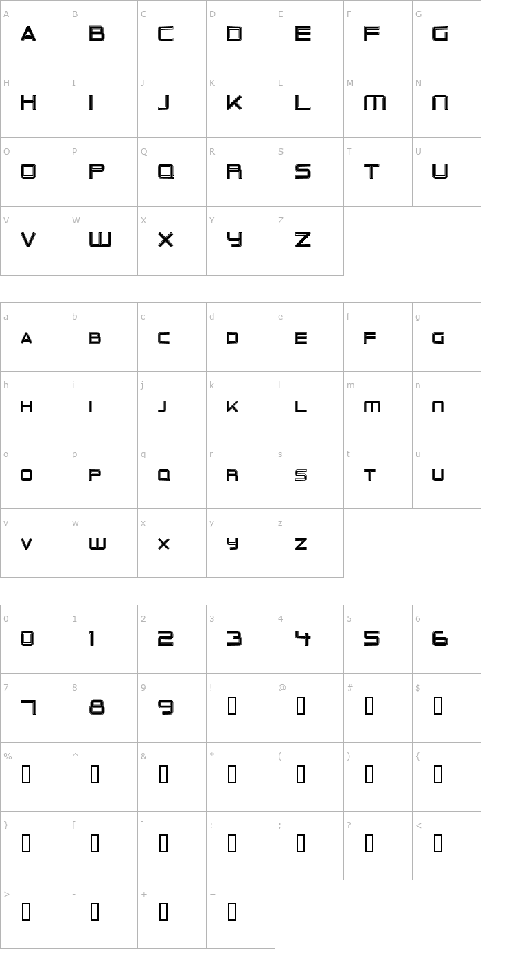 Character Map Outer Limits Font