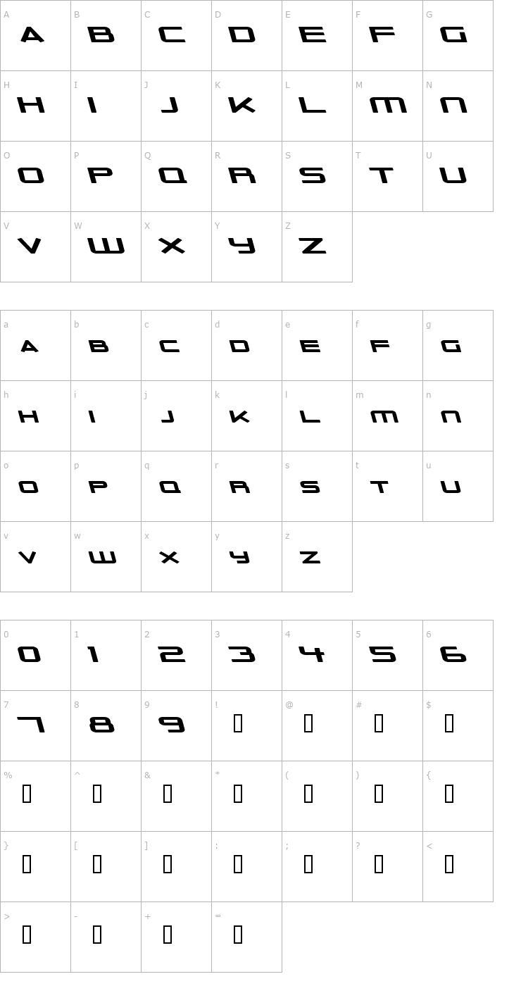Character Map Outer Limits Solid Extended Italic Font