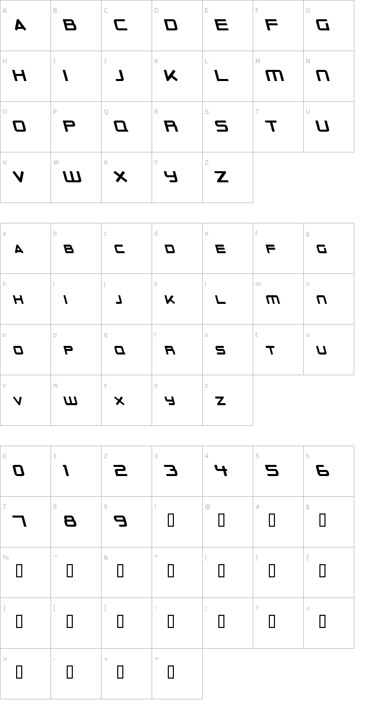 Character Map Outer Limits Solid Italic Font