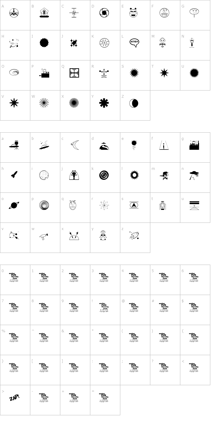 Character Map Outer Space JL Font